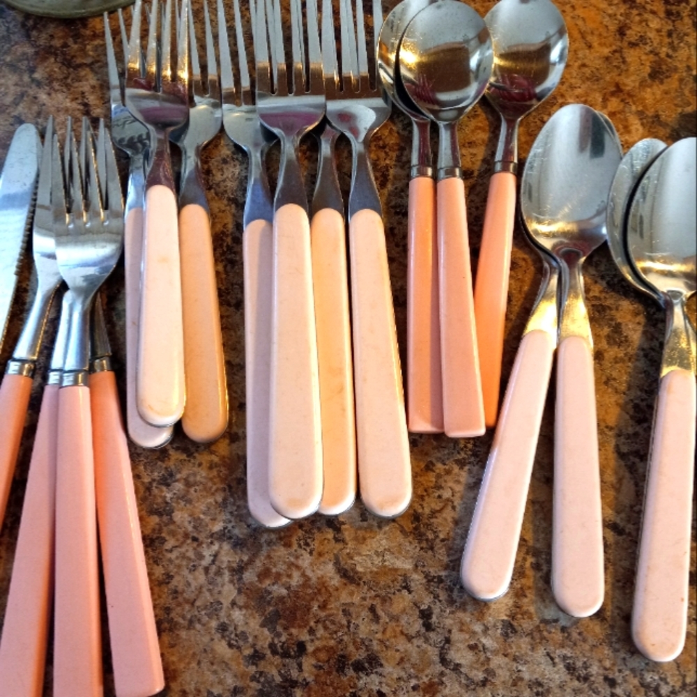 Vintage Pink Flatware Set